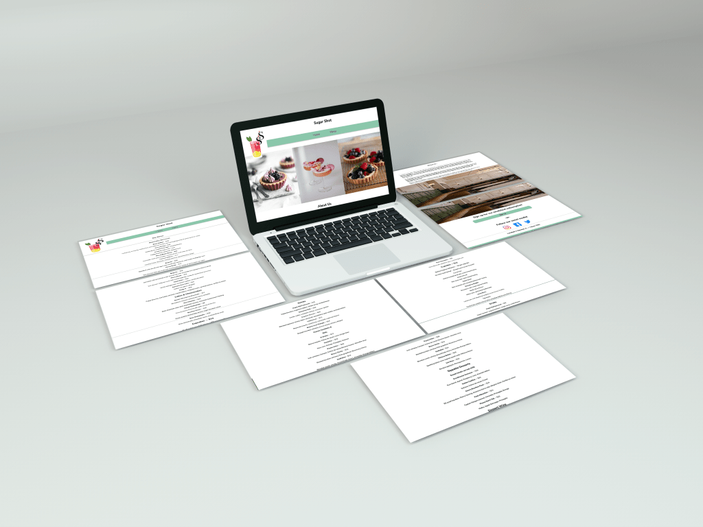 Sugar Shot Website Mockup